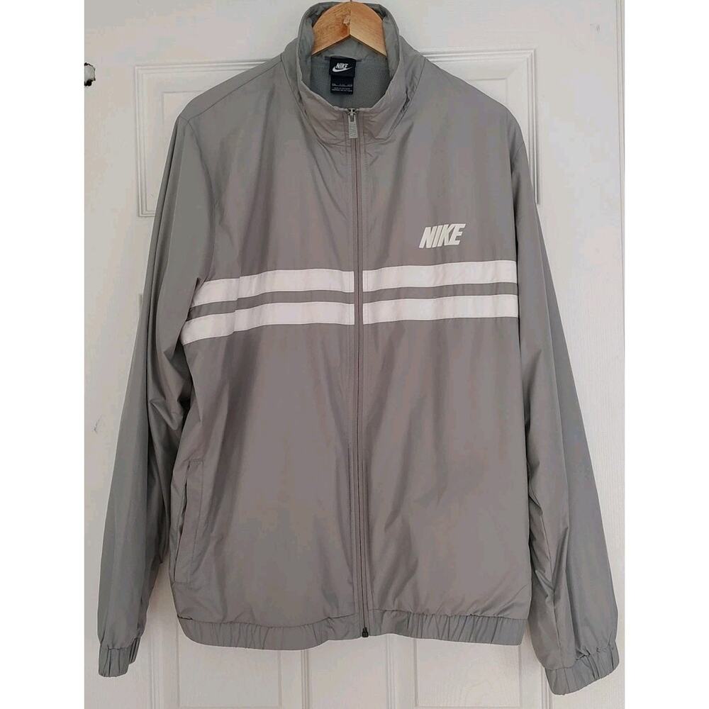 Rare Nike Windbreaker Gray White Rain Running Jacket Nylon - 2XL
